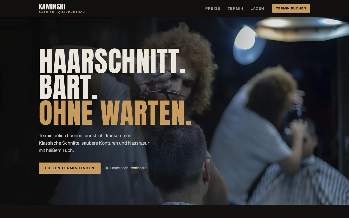 Website eines Barbiers