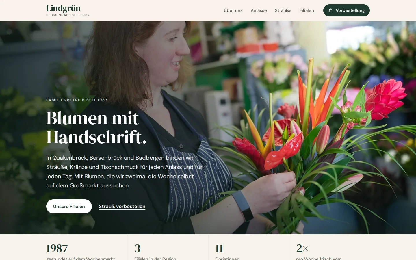 Website eines Blumenhauses