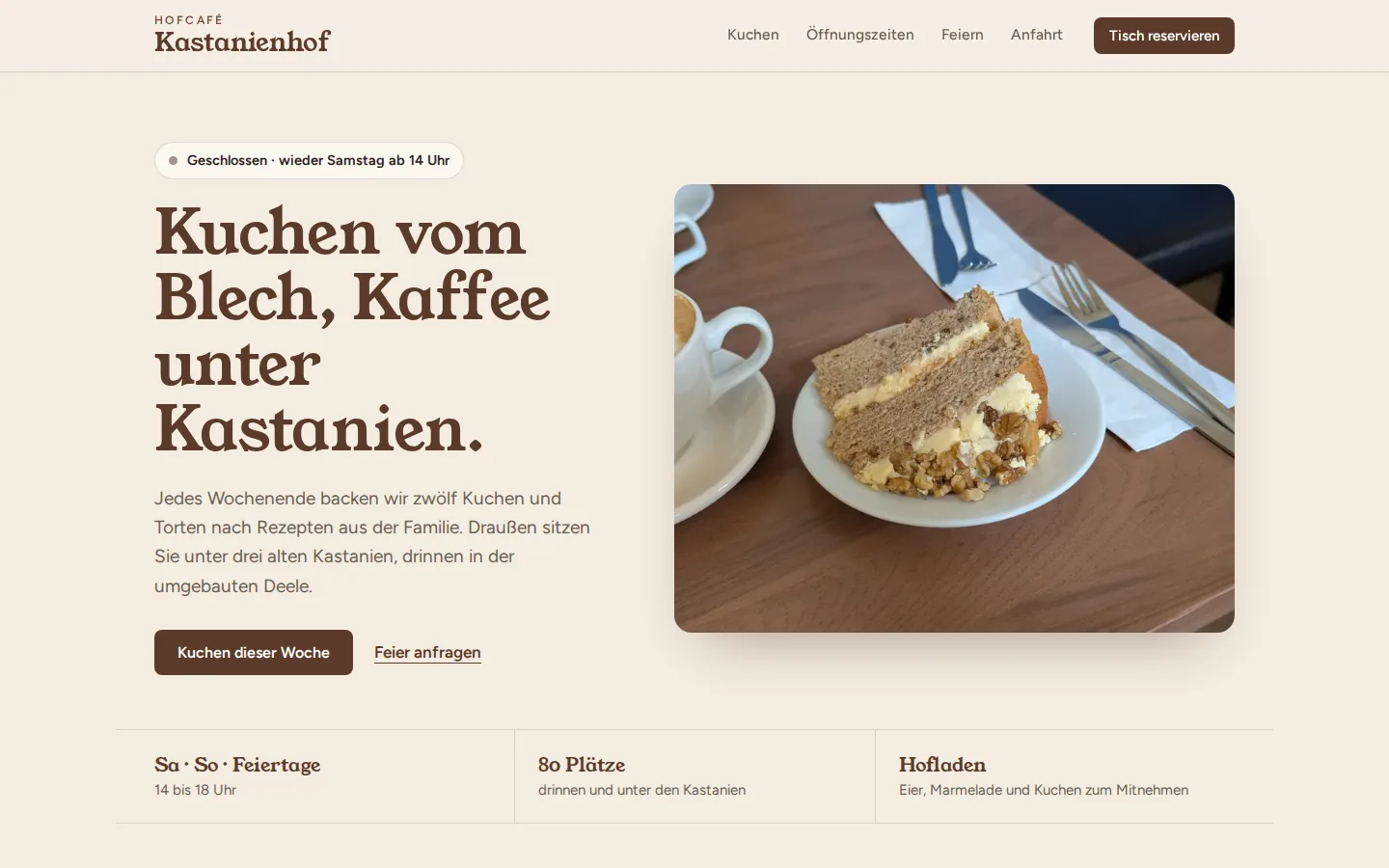 Website eines Hofcafés